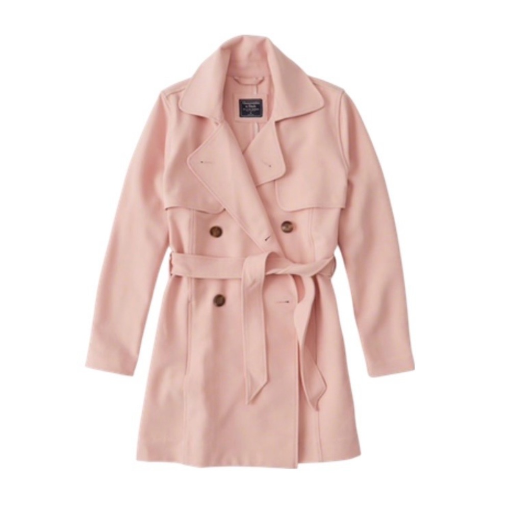 Abercrombie & Fitch Light Pink Drapey Trench Coat